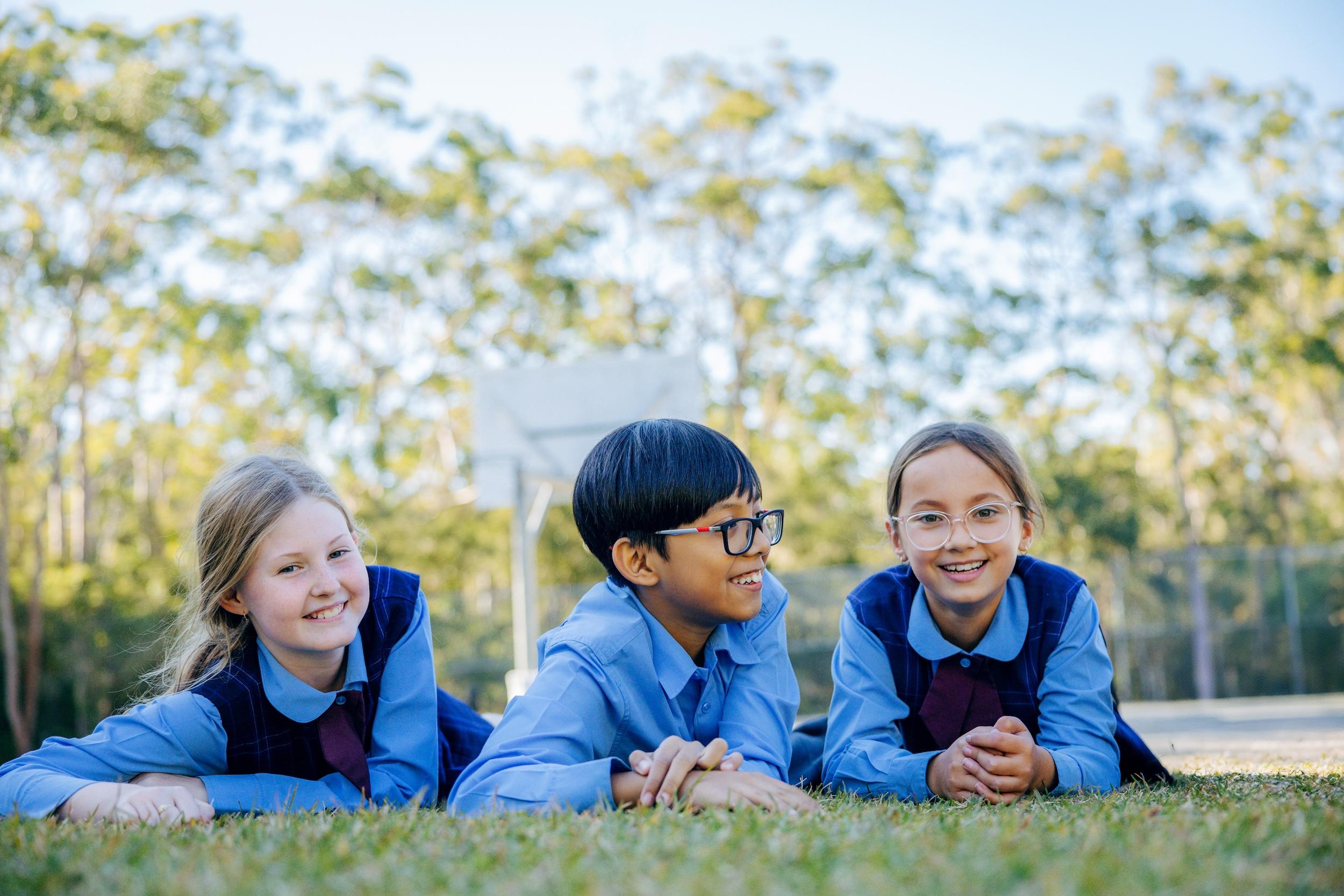 Medowie Christian School students enjoying time together outdoors, reflecting the school's welcoming community.