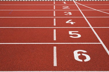 start line on athletics track